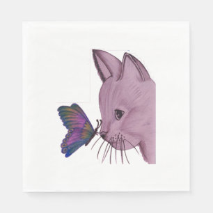 cat & butterfly napkin