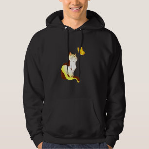 Cat Butterfly Sunshine Cute Japanese Cherry Blosso Hoodie