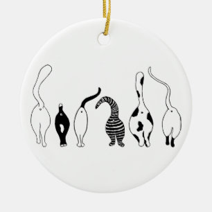 Cat Butts Ceramic Ornament