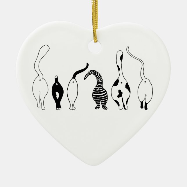 Cat Butts Ceramic Ornament (Front)