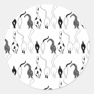 Cat Butts Pattern Classic Round Sticker