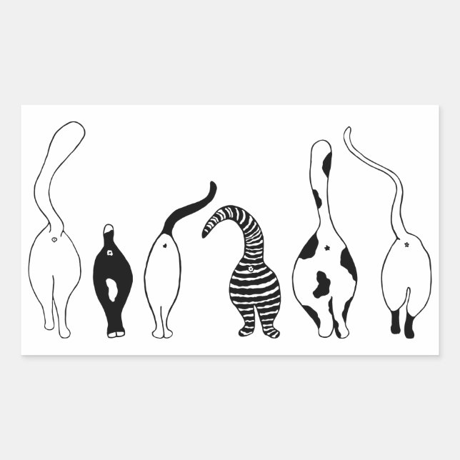 Cat Butts Rectangular Sticker (Front)