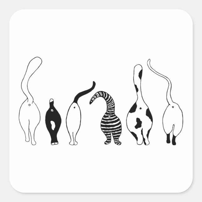Cat Butts Square Sticker (Front)