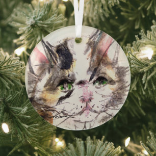 Cat by Hevener Glass Tree Decoration