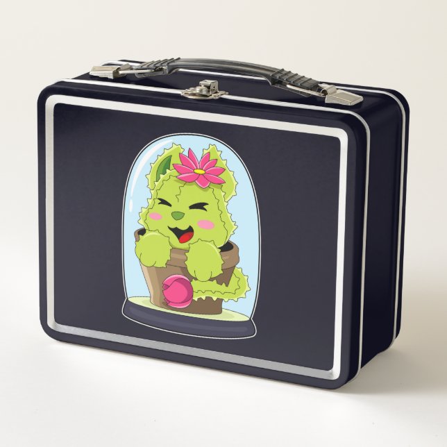 Cat Cactus Metal Lunch Box (Front)