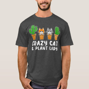 Cat Cactus Succulent Crazy Cat Lady Gardening  T-Shirt
