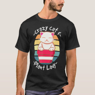 Cat Cactus Succulent Crazy Cat Lady Gardening T-Shirt