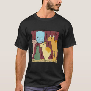 Cat Camel & Llama Cute Image Rare Vintage Colorful T-Shirt