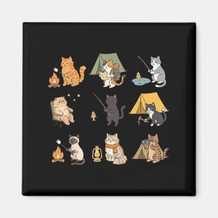 Cat Camng Camper Funny Adventure Outdoor Hiking Magnet