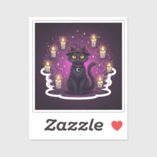 Cat & Candle Magic – Witchy Cat Halloween Sticker