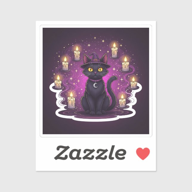 Cat & Candle Magic – Witchy Cat Halloween Sticker (Sheet)