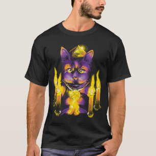 Cat & Candles Wiccan Wicca Witch Making Magic Paga T-Shirt