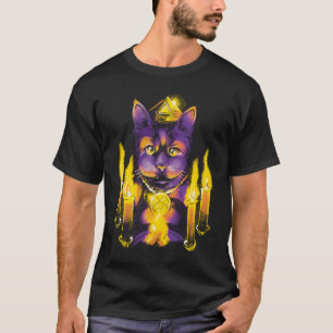 Cat & Candles Wiccan Wicca Witch Making Magic Paga T-Shirt