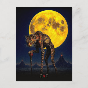 Cat Cane gothic Surreal Postcard