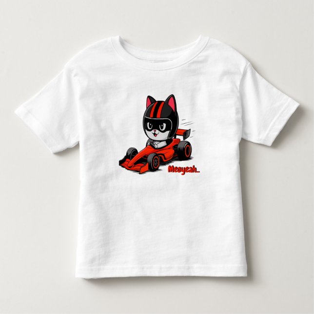 Cat car racing toddler T-Shirt (Front)