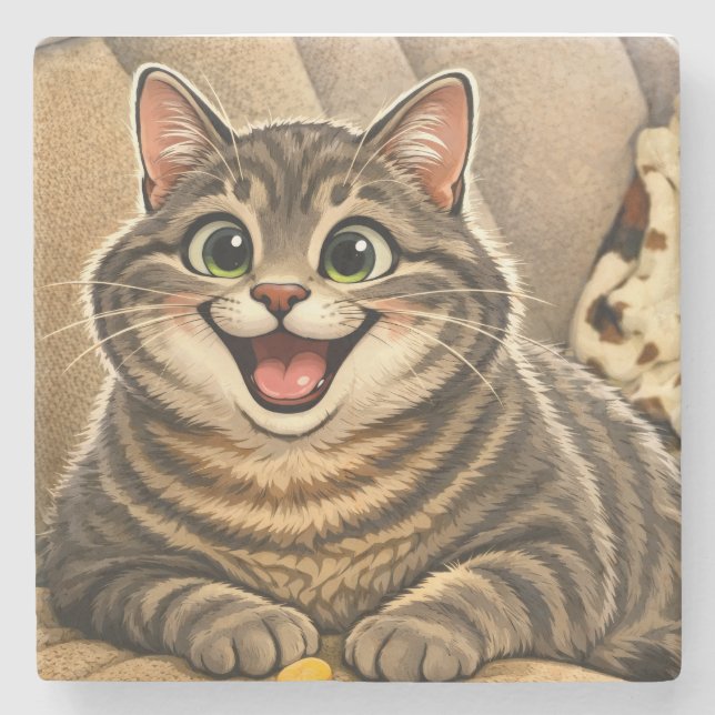 Cat caricature  stone coaster (Front)