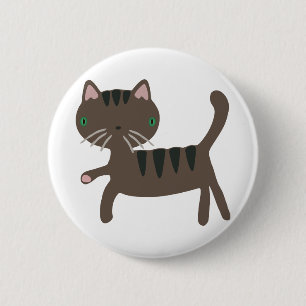 Cat Cartoon Funny Brown Stripes Mammals Pet 6 Cm Round Badge