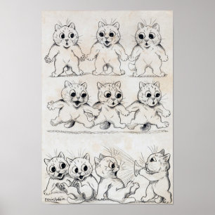 Cat Cartoon, Louis Wain Poster