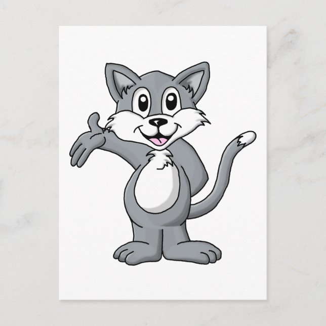 Cat Cartoon Postcard (Front)