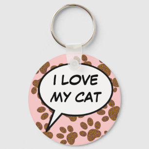 cat cartoon speech bubble key ring