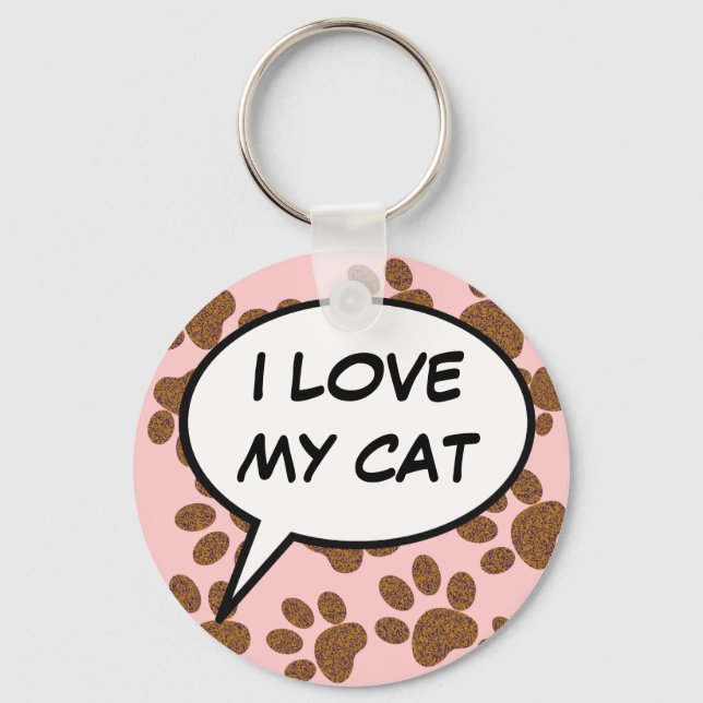 cat cartoon speech bubble key ring (Front)