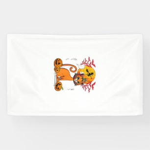 Cat Carved Pumpkin Horror Head Halloween Owner Lov Banner