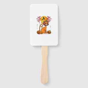 Cat Carved Pumpkin Horror Head Halloween Owner Lov Hand Fan
