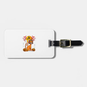 Cat Carved Pumpkin Horror Head Halloween Owner Lov Luggage Tag