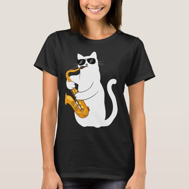 Cat  Cat Saxophone Tee  Cat Sax (Front)