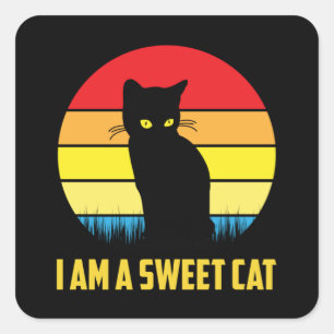 Cat Cats Cat Lover Kitten Vintage Retro Gift Idea Square Sticker