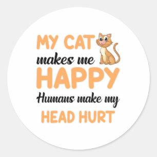 Cat Cats Cat Lover Pet Kitten Animal Funny Gift Classic Round Sticker