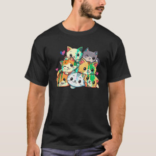 Cat Cats Meowtain Cute Kitty Pile Anime Kawaii Nek T-Shirt