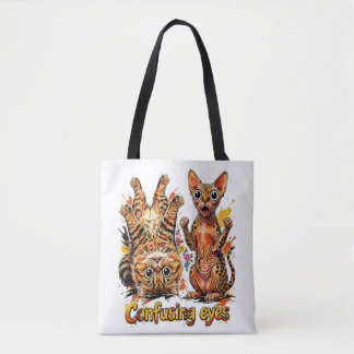 Cat Cat's Two Divas, One Stare 👀 Funny Cat Cute Tote Bag