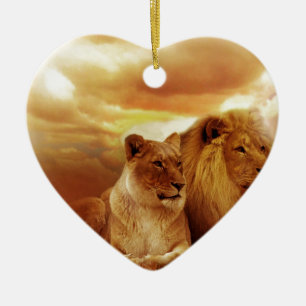 Cat Cats wild stripe print diy Anniversaries Ceramic Tree Decoration