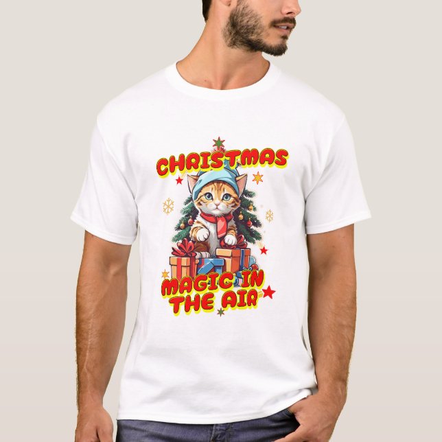 Cat Celebrate Christmas T-Shirt (Front)