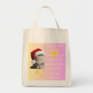cat celebrate christmas tote bag