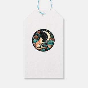 Cat Celestial Mystical Succulent Plant Witch Retro Gift Tags