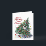 Cat Chaos Christmas Tree Design Watercolor Holiday Card<br><div class="desc">Add some festive fun and mischief to your holiday season with this whimsical design! Featuring a Christmas tree halfway tipped over and a mischievous cat peeking from inside, this design captures the perfect chaos of the holidays. With ornaments rolling everywhere, tangled lights, and the cat’s smug little face, it’s the...</div>