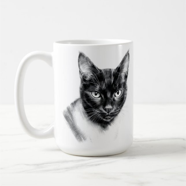 Cat Charcoal Coffee Mug (Left)