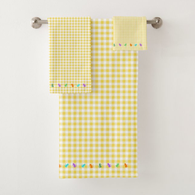 CAT Check Yellow Bath Towel Set (Insitu)