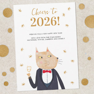 Cat Cheers to 2026 Personalized New Year Card