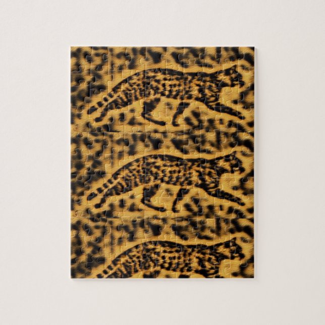 Cat cheetah print geometric art jigsaw puzzle (Vertical)
