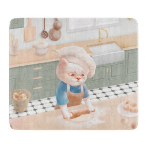 Cat Chef Baking in the Kitchen Cutting Board