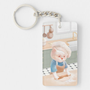 Cat Chef Baking in the Kitchen Key Ring