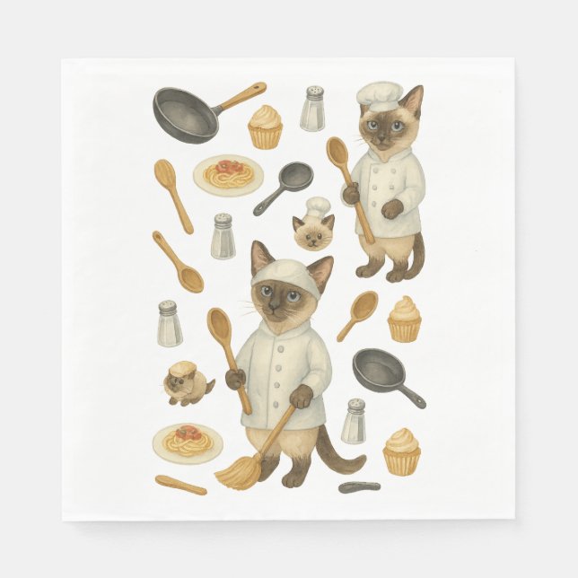 Cat Chef Cooking Party for Cat Lovers Napkin (Front)