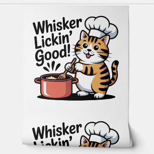 Cat Chef Pattern Whimsical Kitchen Decor Wallpaper