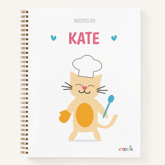 Cat Chef Personalized Kids Recipe Notebook (Front)