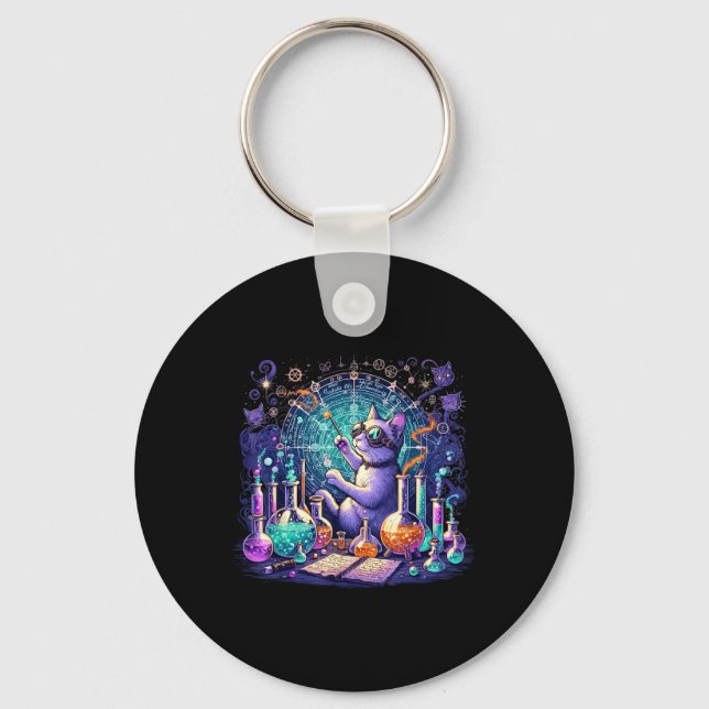 Cat Chemistry Science Lover Funny Chemist Student  Key Ring (Front)