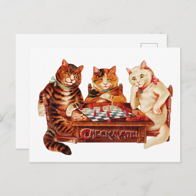 Cat Chess Checkmate Louis Wain Postcard (Front/Back)
