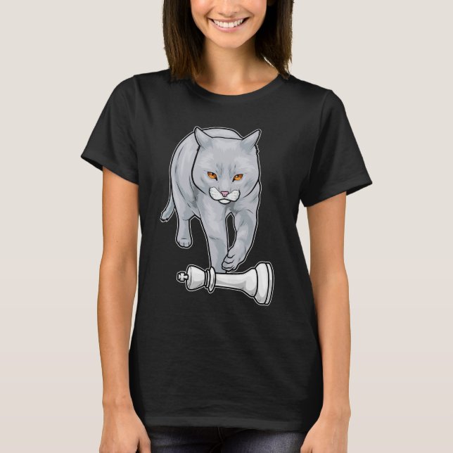 Cat Chess piece King Chess T-Shirt (Front)